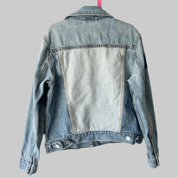 Kids Gap Asymmetrical Patchwork Distressed Jean Trucker Jacket - Picture 2 of 14